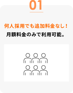 何人採用でも追加料金なし！月額料金のみで利用可能。